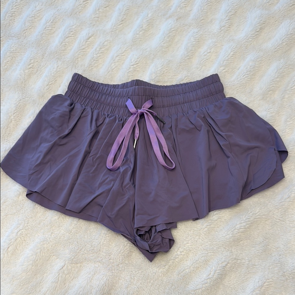 Katie J NYC Lavender Purple Athletic Shorts with Drawstring